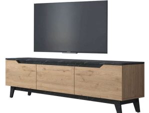 Έπιπλο Τηλεόρασης Kasandra 182-000039 180x35x48,3cm Black-Walnut