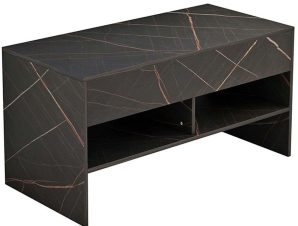 Τραπέζι Σαλονιού Law 230-000001 100x48x50cm Marble Effect Black