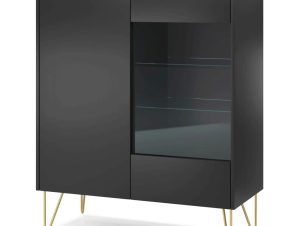 Βιτρίνα Harmony P_HRM_SV 97x37x102cm Marble Black