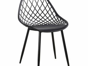Καρέκλα Πολυπροπυλένιου Lio HM9524.02 Με Μαύρα Μεταλλικά Πόδια 52x53x82cm Black