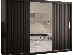 Ντουλάπα Δίφυλλη Συρόμενη Riflo Slim 162575749 250x62x200cm Black-Gold