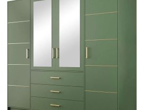 Ντουλάπα Τετράφυλλη Bali 4D 162082829 196x58x200cm Green-Gold