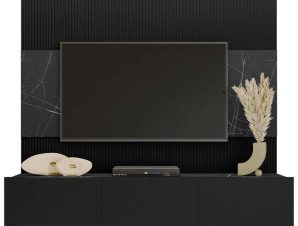 Σύνθεση Τηλεόρασης Deromi Mini 162783869 180x38x150cm Marble Effect Black