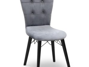 Καρέκλα τραπεζαρίας Palmira Megapap από βελούδο χρώμα γκρι – μαύρο πόδι 47x44x88εκ. (Σετ 2 Τεμάχια) – MegaPap – 0230213