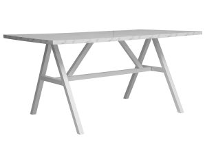 Τραπέζι Alarick pakoworld λευκό μαρμάρου-πόδι λευκό 140x70x76εκ – PAKO WORLD – 225-000013